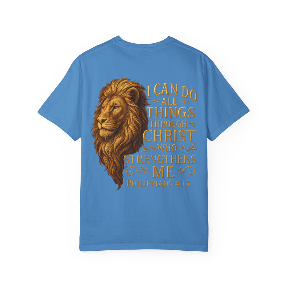 Inspirational Lion T-Shirt, Christian Apparel, Motivational Tee, Gift for Him, Faith-Based Clothing
