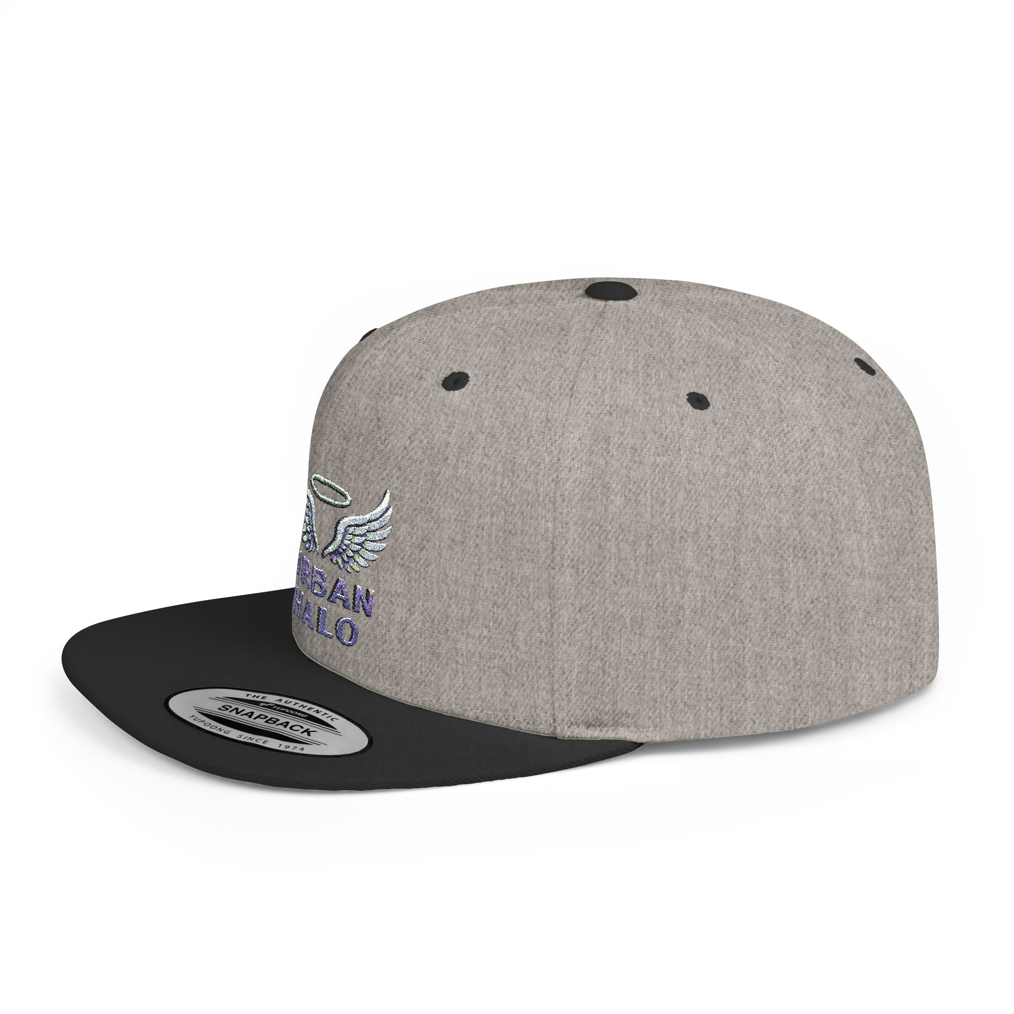 Urban Halo Flat Bill Snapback Hat - Stylish Embroidered Cap for Trendsetters