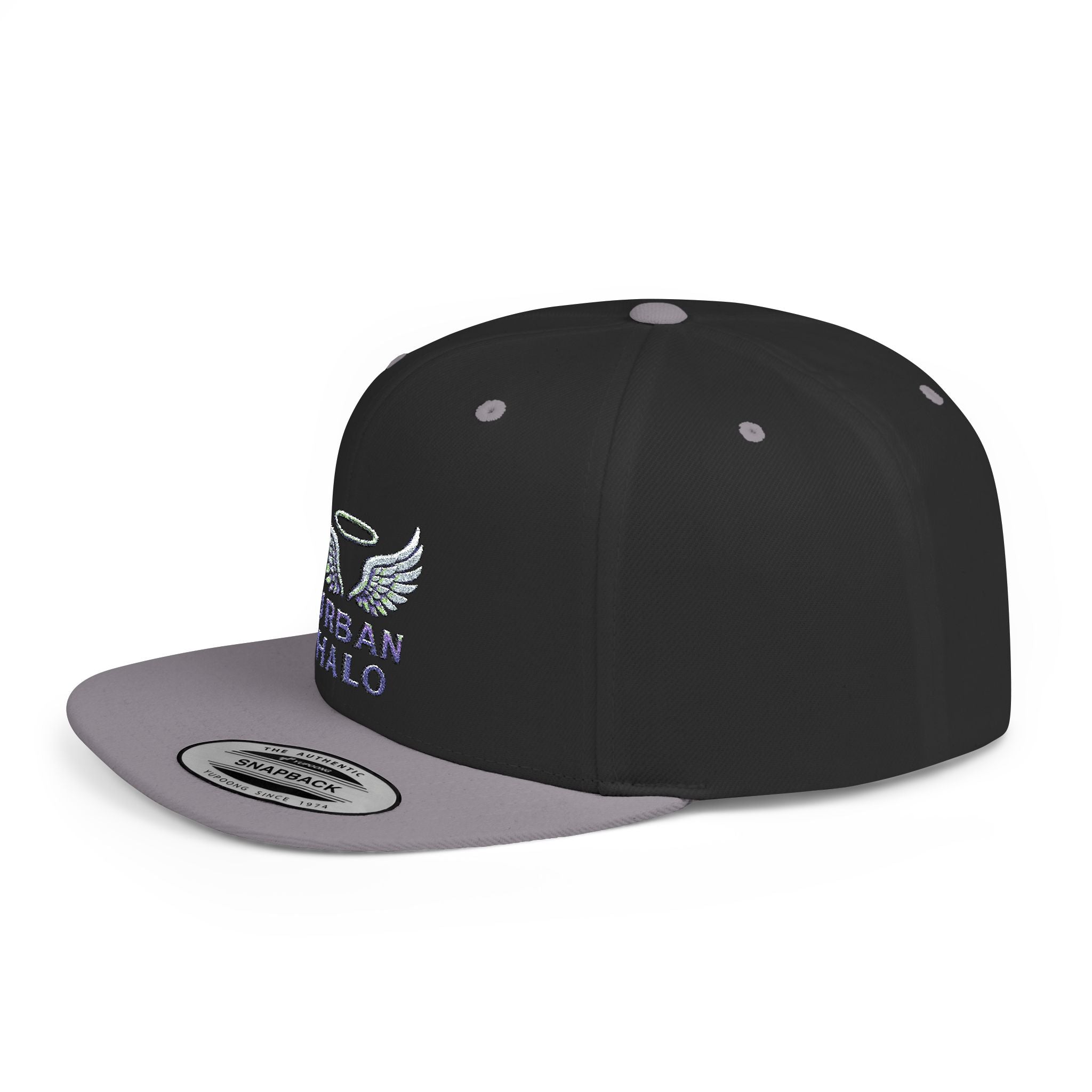 Urban Halo Flat Bill Snapback Hat - Stylish Embroidered Cap for Trendsetters