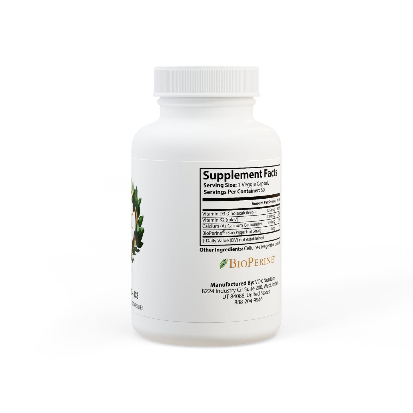 Vitamin K2 + D3 Supplement (60 Capsules)