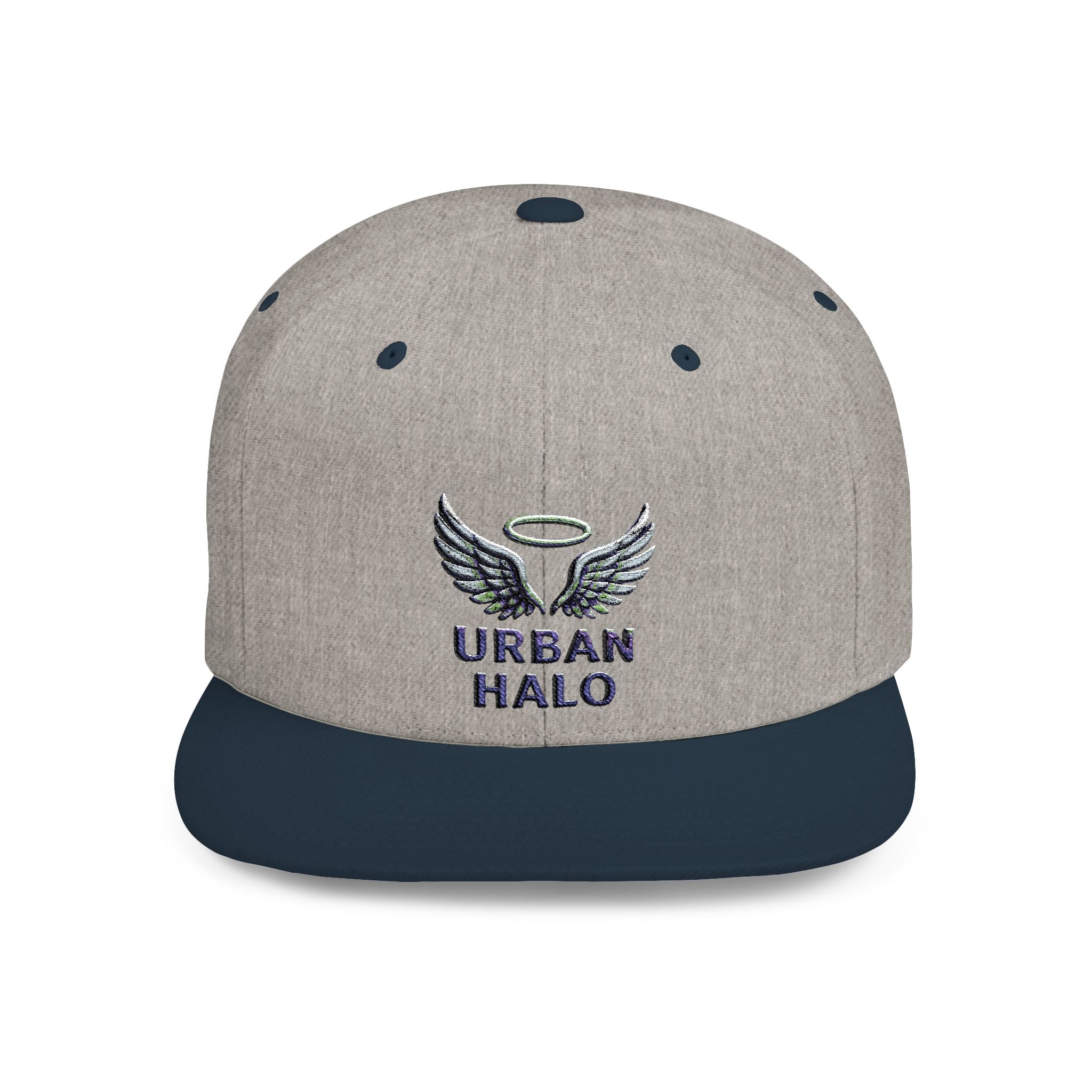 Urban Halo Flat Bill Snapback Hat - Stylish Embroidered Cap for Trendsetters