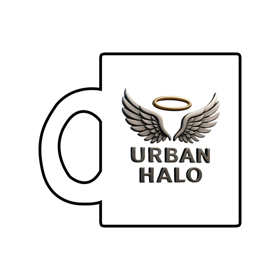 Urban Halo Clear Glass Mug – 10oz with Winged Design