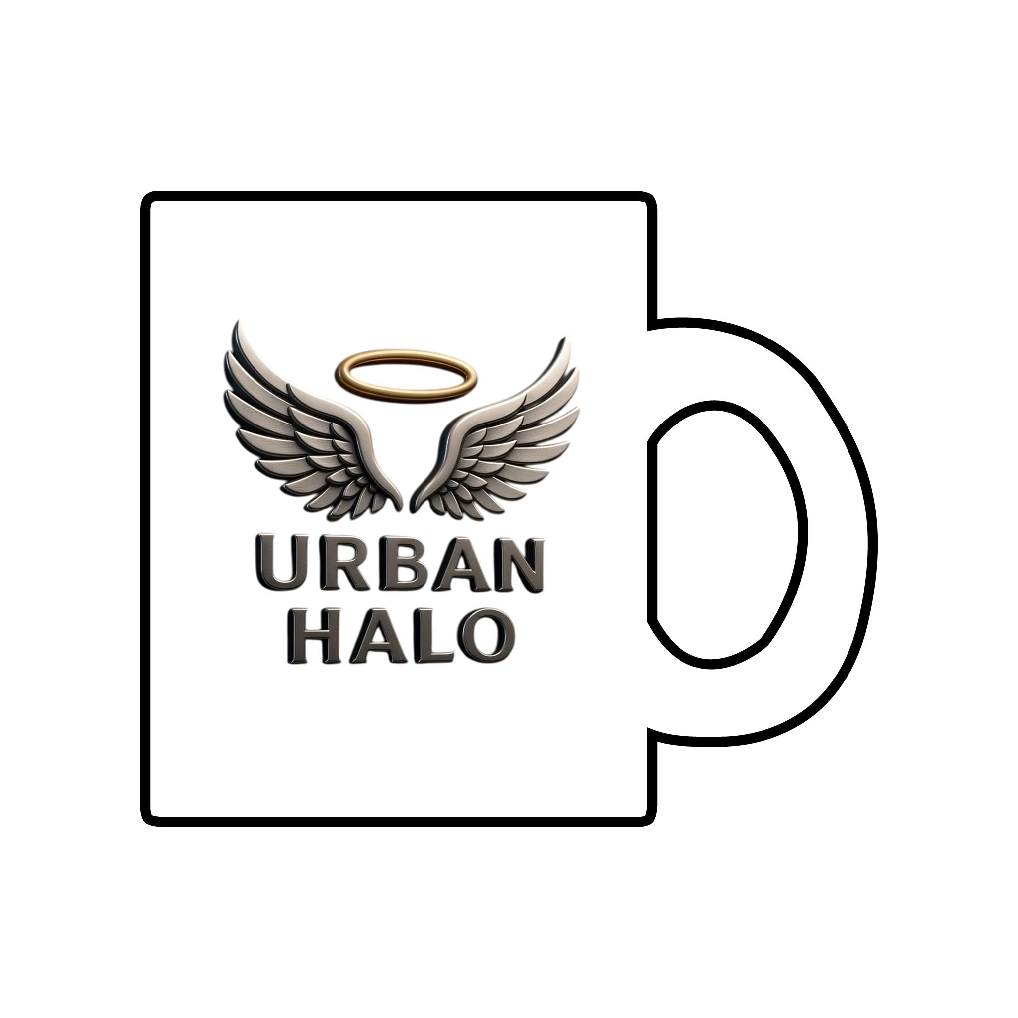 Urban Halo Clear Glass Mug – 10oz with Winged Design