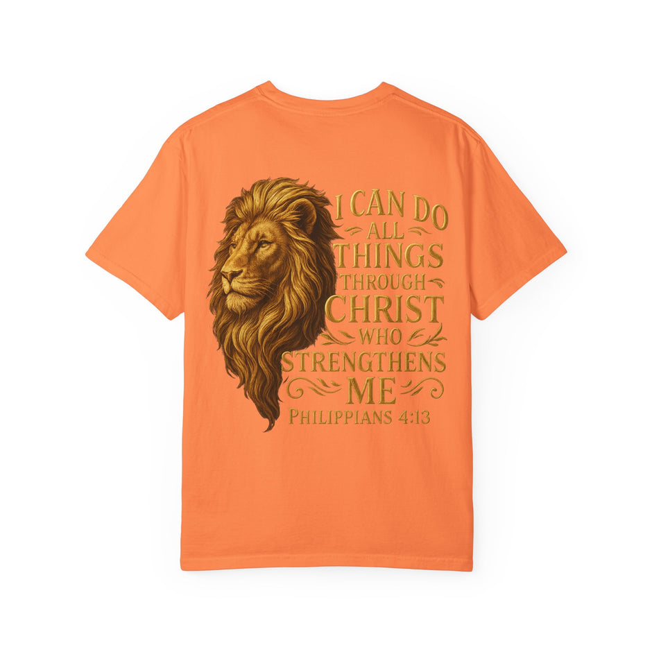 Inspirational Lion T-Shirt, Christian Apparel, Motivational Tee, Gift for Him, Faith-Based Clothing