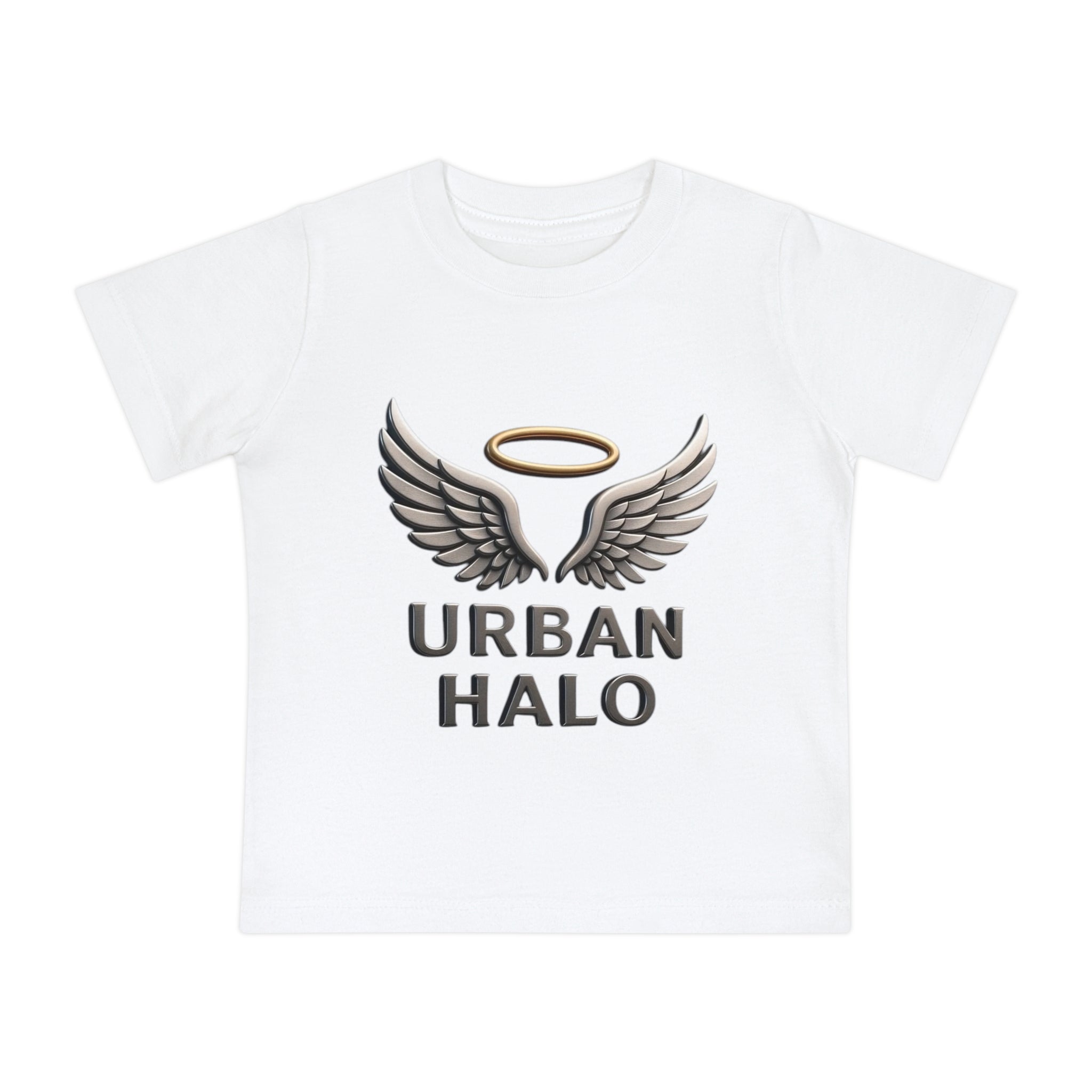 Urban Halo Baby Short Sleeve T-Shirt, Cute Baby Tee, Angel Wings Design, Infant Gift, Baby Shower, Celebration Outfit