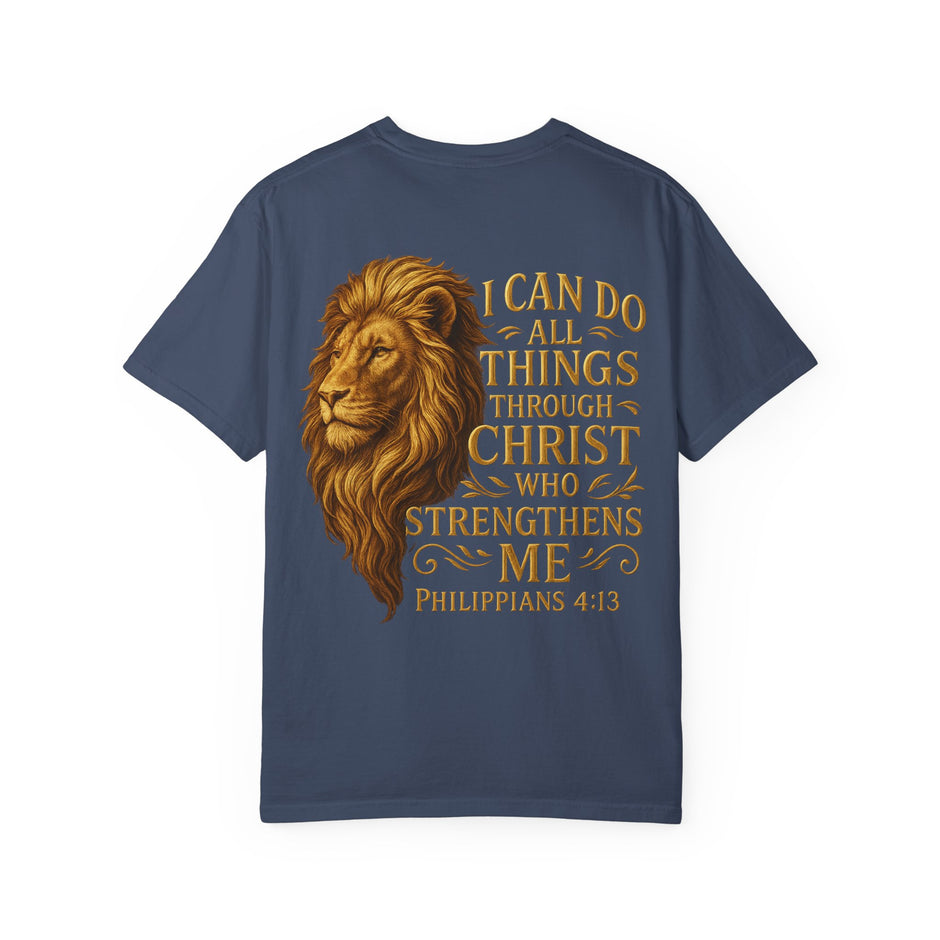 Inspirational Lion T-Shirt, Christian Apparel, Motivational Tee, Gift for Him, Faith-Based Clothing