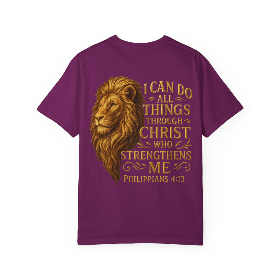 Inspirational Lion T-Shirt, Christian Apparel, Motivational Tee, Gift for Him, Faith-Based Clothing