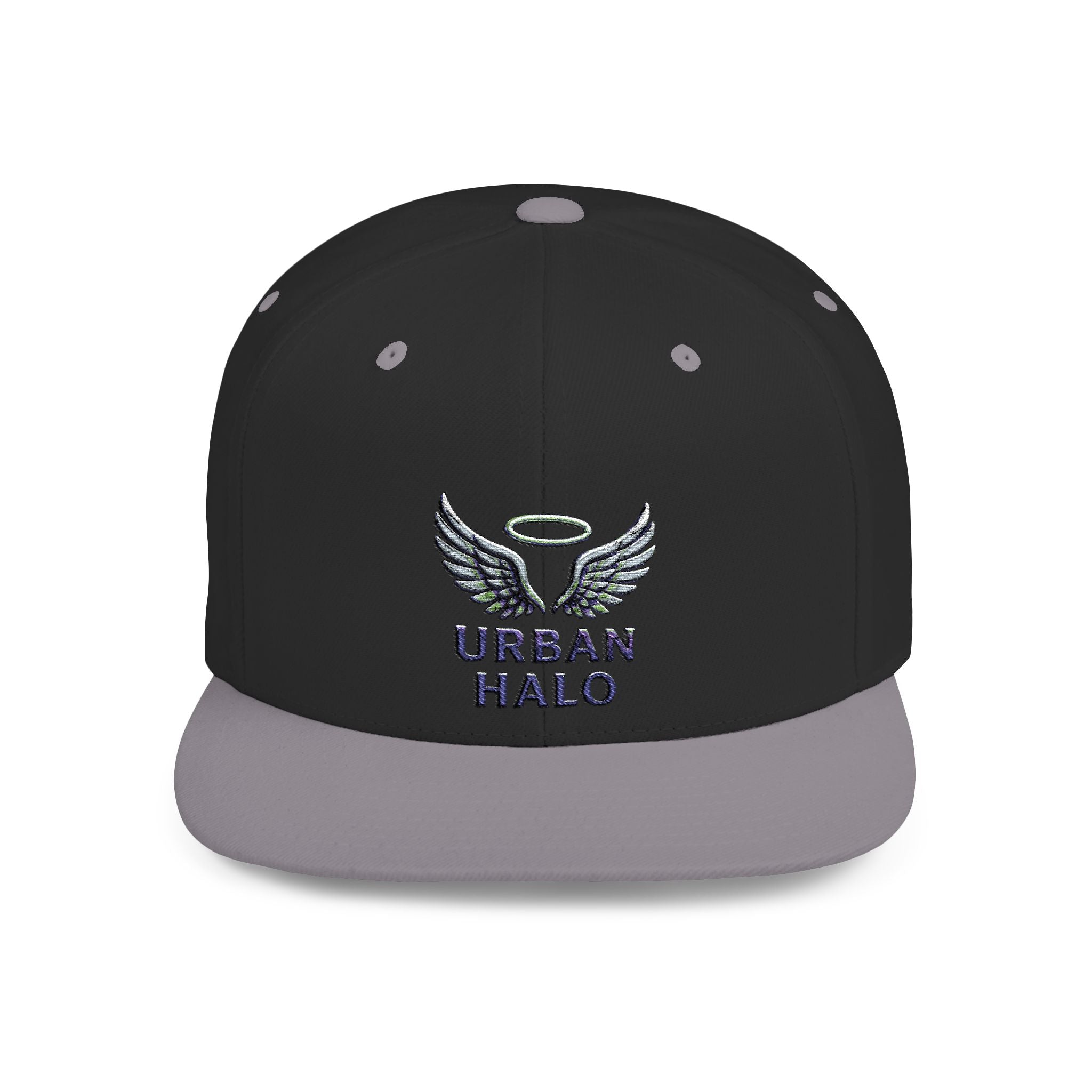 Urban Halo Flat Bill Snapback Hat - Stylish Embroidered Cap for Trendsetters