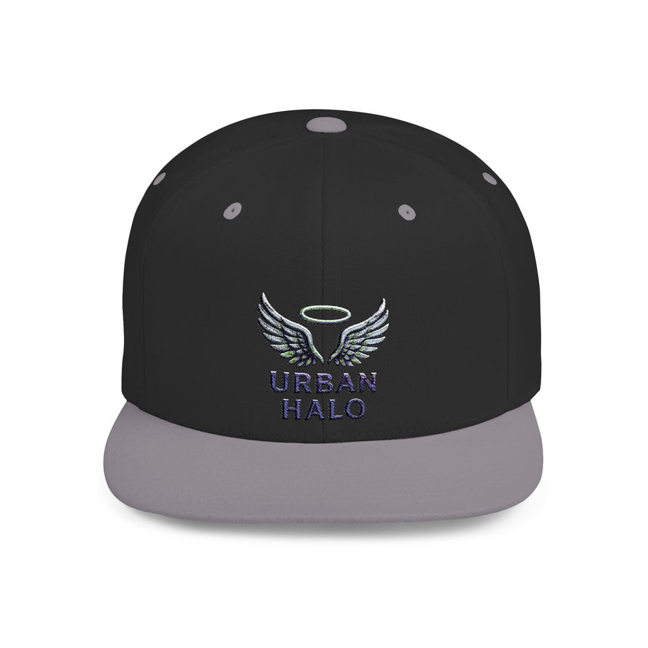 Urban Halo Flat Bill Snapback Hat - Stylish Embroidered Cap for Trendsetters