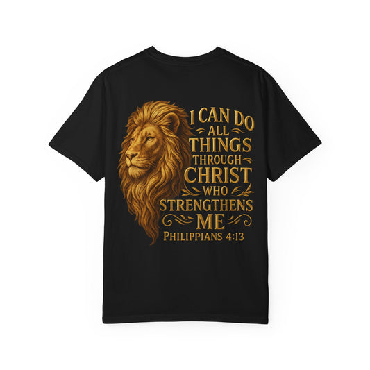 Inspirational Lion T-Shirt, Christian Apparel, Motivational Tee, Gift for Him, Faith-Based Clothing