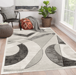 Hand-Carved Geometric Grey Polypropylene Rug - 3'8