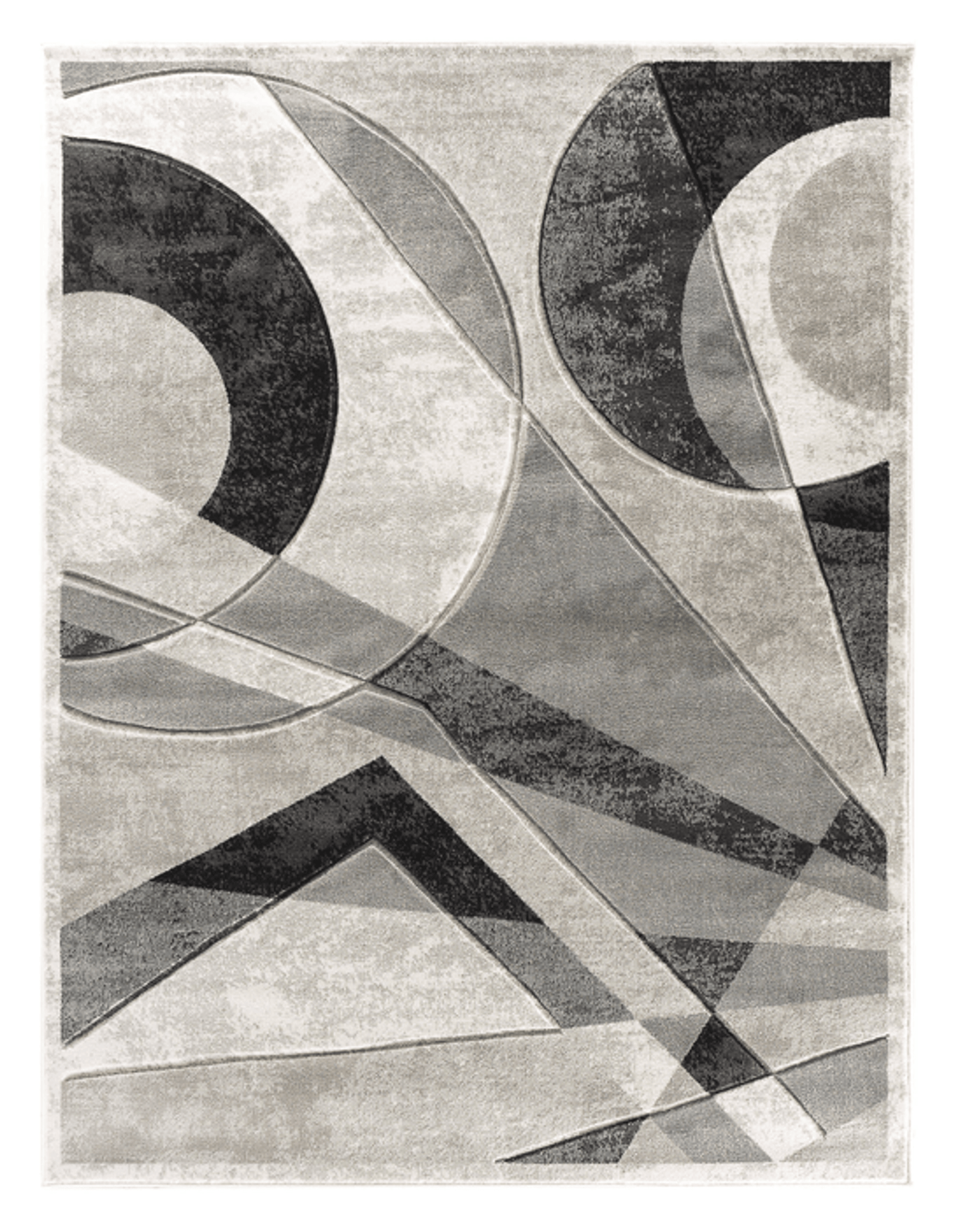 Hand-Carved Geometric Grey Polypropylene Rug - 3'8" X 5'6"
