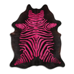 Acid Washed Cowhide Area Rug In Distressed Zebra Pink On Black