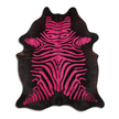 Acid Washed Cowhide Area Rug In Distressed Zebra Pink On Black