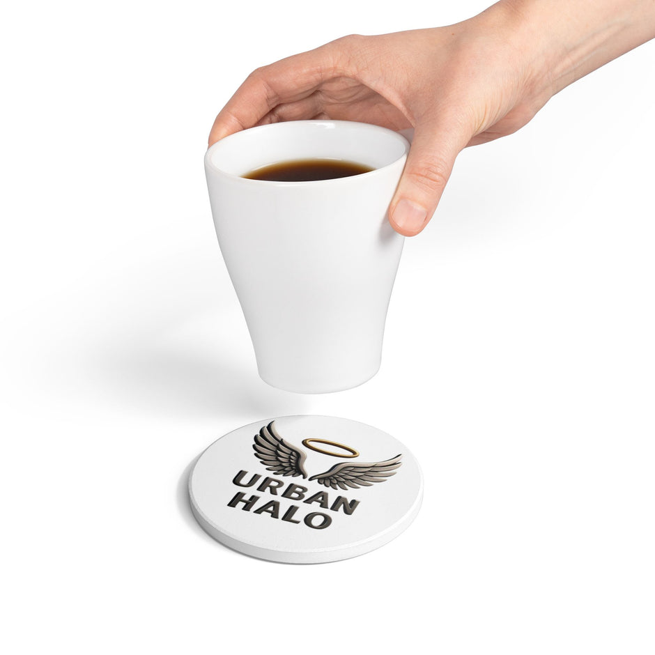 Urban Halo Ceramic Coaster | Winged Design for Home Decor, Gift for Collectors, Coffee Table Accessory, Housewarming Gift, Drink Coaster