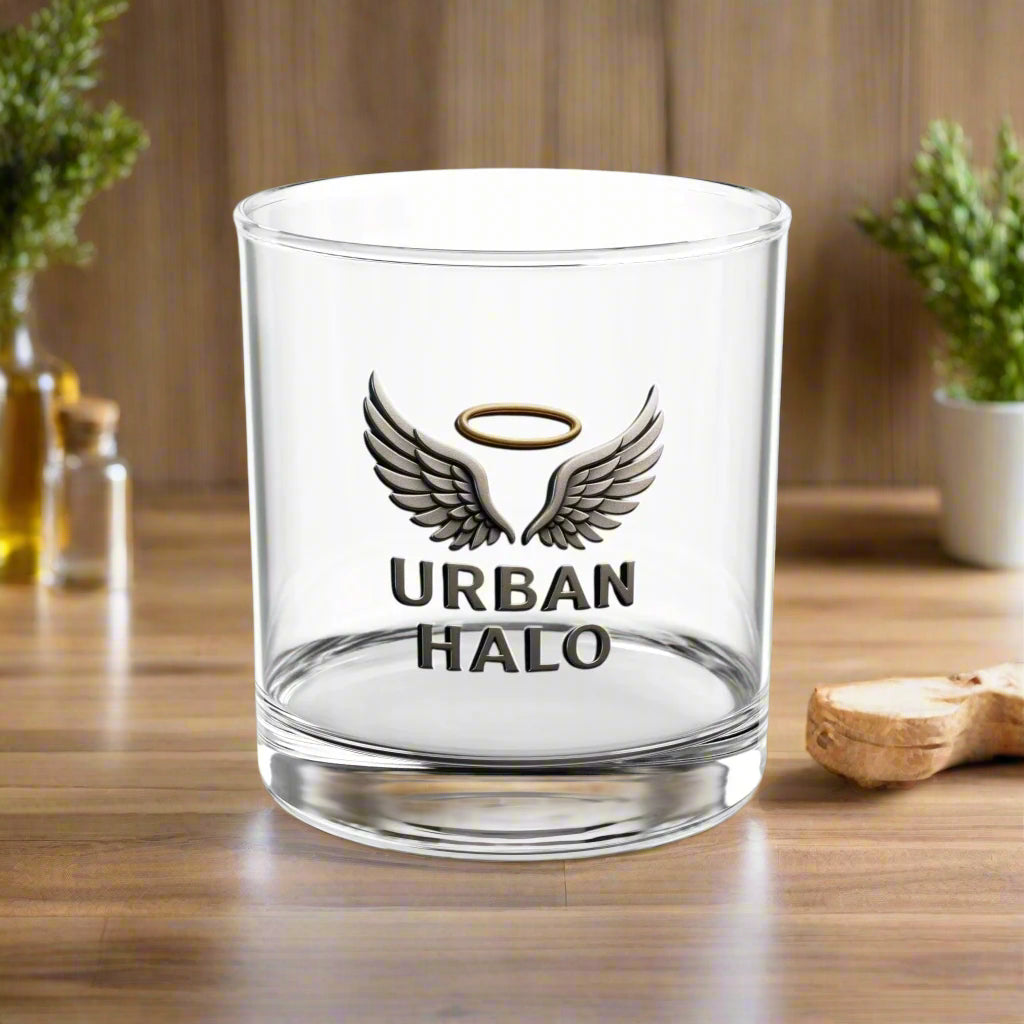 Urban Halo Rocks Glass - 10oz Whiskey Tumbler with Wing Design