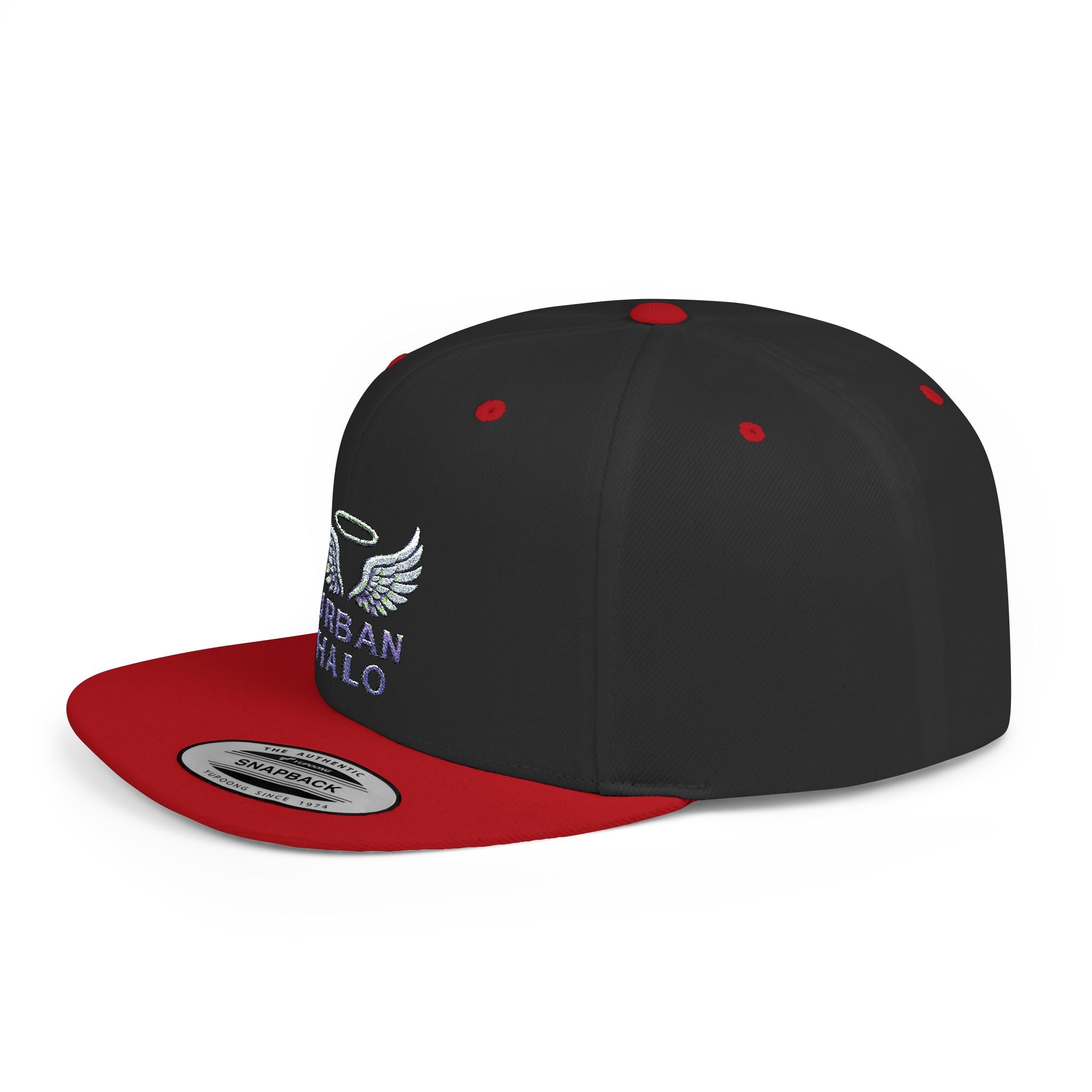 Urban Halo Flat Bill Snapback Hat - Stylish Embroidered Cap for Trendsetters