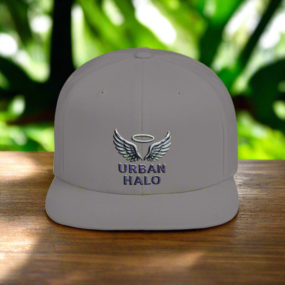 Urban Halo Flat Bill Snapback Hat - Stylish Embroidered Cap for Trendsetters