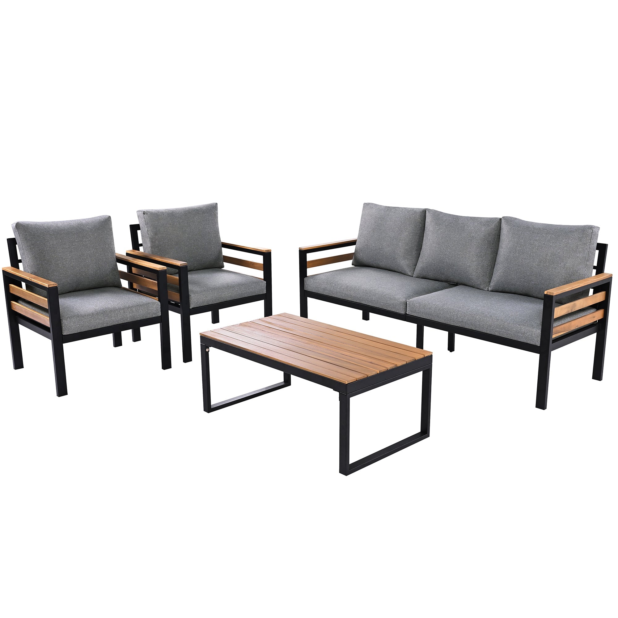 4-Piece Outdoor Furniture Sofa Set for 5 People with  Acacia Wood