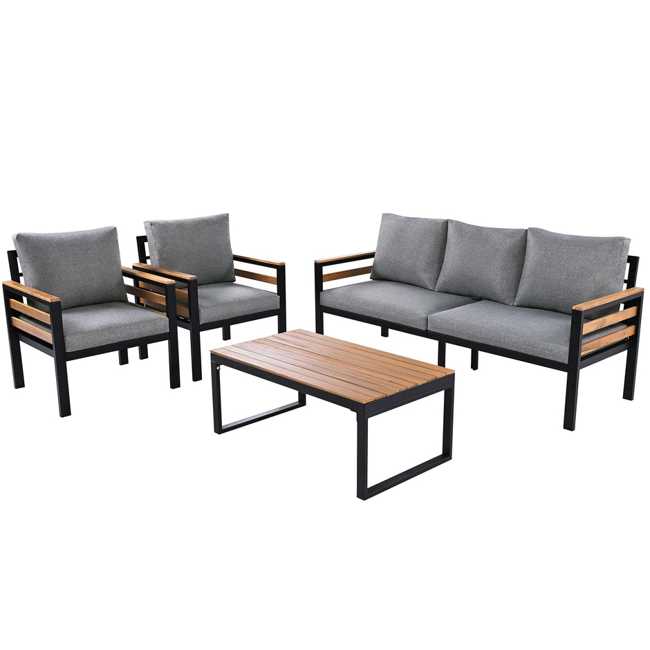4-Piece Outdoor Furniture Sofa Set for 5 People with  Acacia Wood