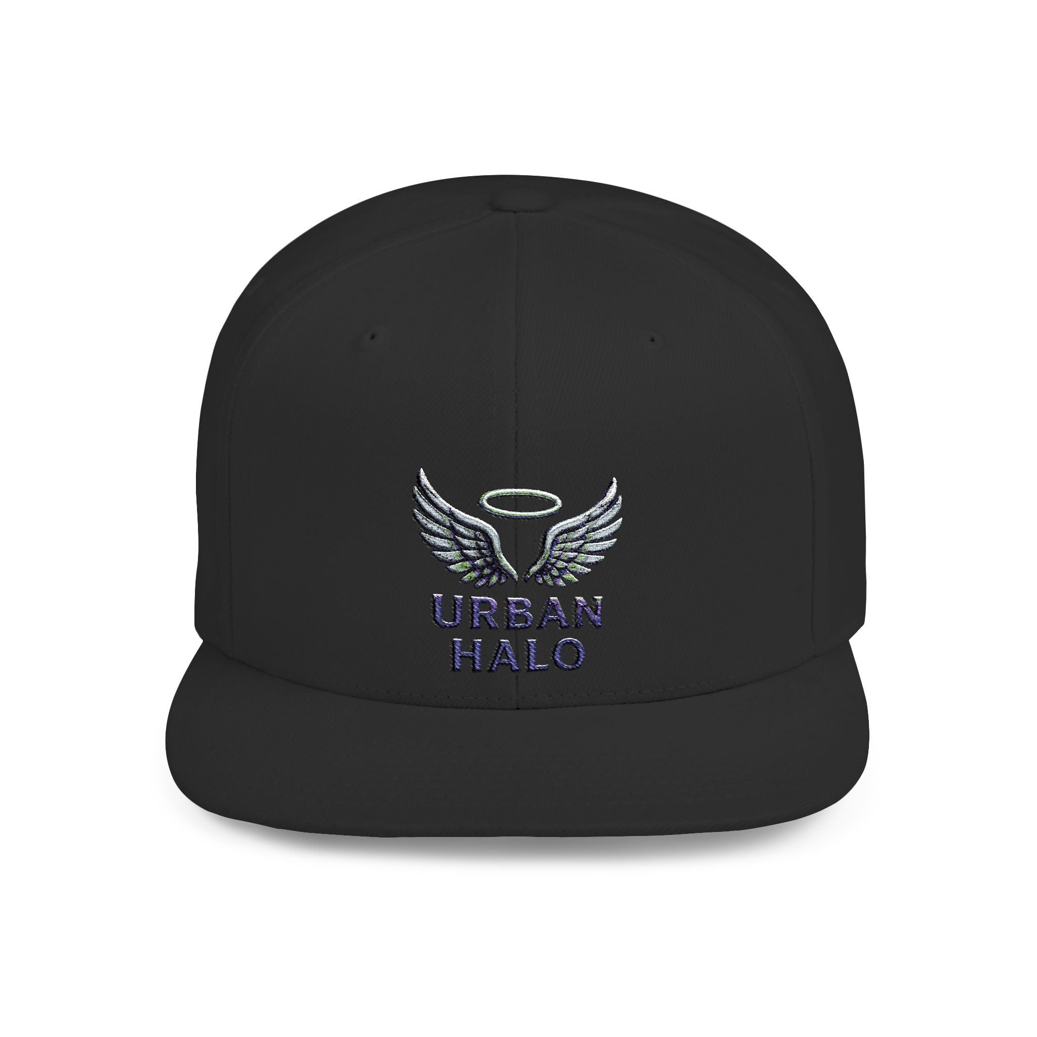 Urban Halo Flat Bill Snapback Hat - Stylish Embroidered Cap for Trendsetters