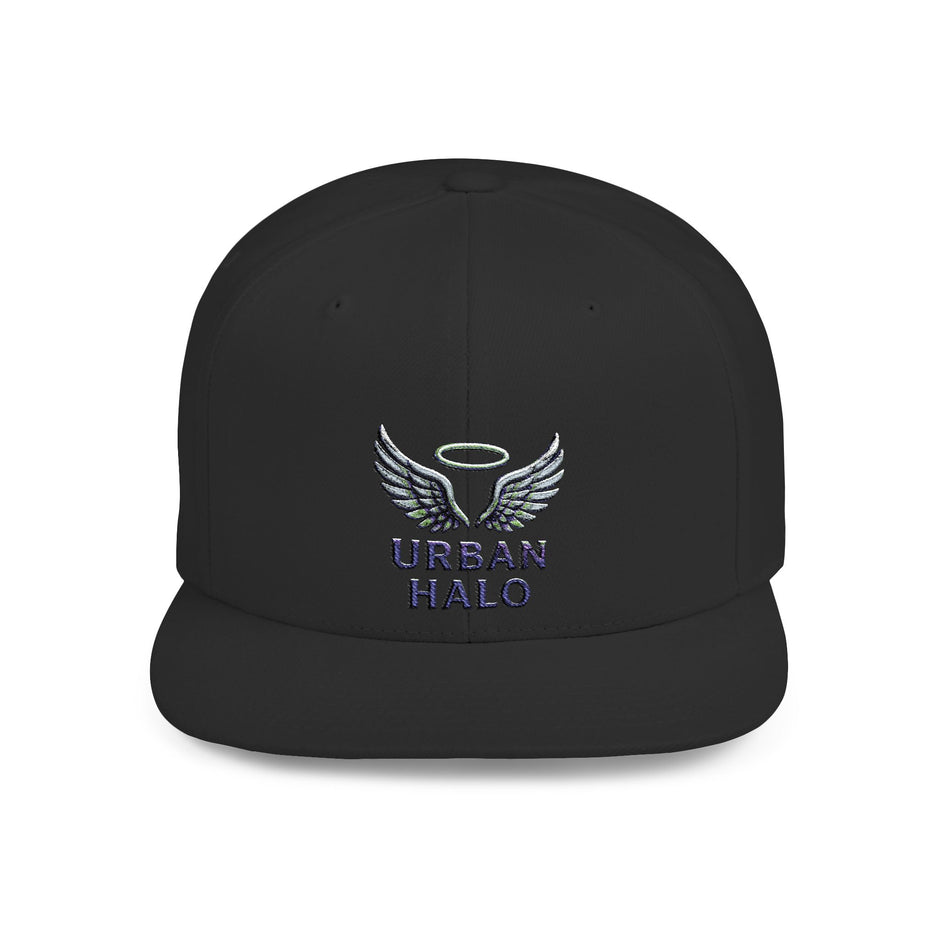 Urban Halo Flat Bill Snapback Hat - Stylish Embroidered Cap for Trendsetters