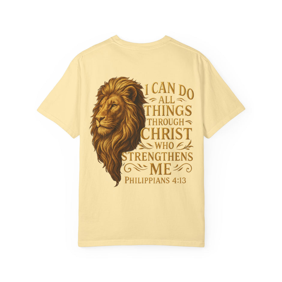 Inspirational Lion T-Shirt, Christian Apparel, Motivational Tee, Gift for Him, Faith-Based Clothing