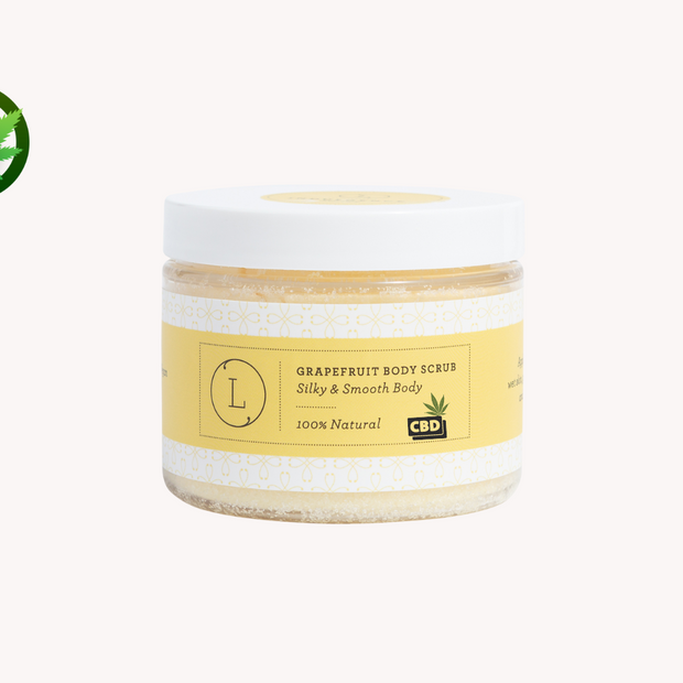 CBD Grapefruit Body Salt Scrub with CBD - Moisturizing and fresh (THC free) by Lizush