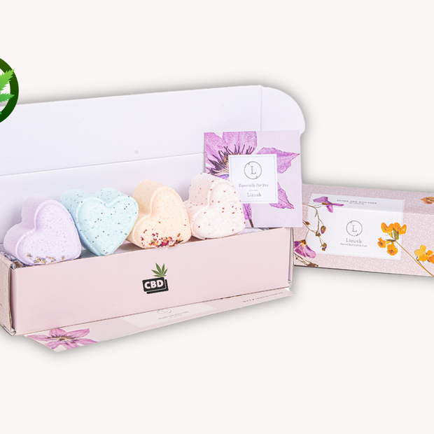 CBD -  5 Hearts Shaped Shower Steamers/ fizzies with CBD - in a Gift Box - Can be personalized. (THC free) by Lizush