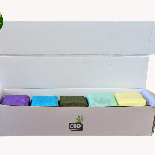 CBD Shower Steamers Gift Set with CBD - 5 Big Fizzies (THC Free) by Lizush