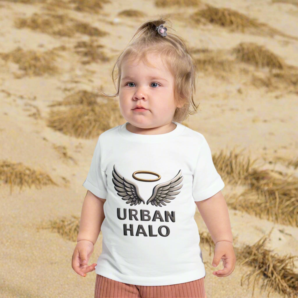 Urban Halo Baby Short Sleeve T-Shirt, Cute Baby Tee, Angel Wings Design, Infant Gift, Baby Shower, Celebration Outfit