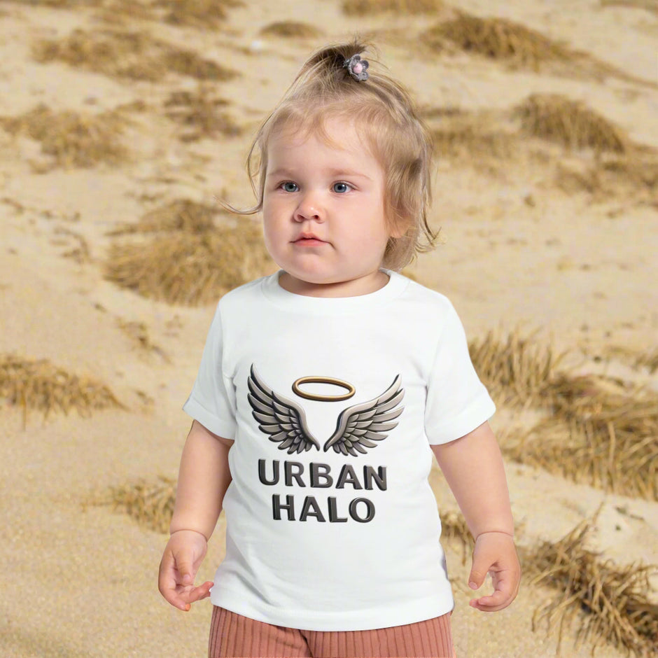Urban Halo Baby Short Sleeve T-Shirt, Cute Baby Tee, Angel Wings Design, Infant Gift, Baby Shower, Celebration Outfit