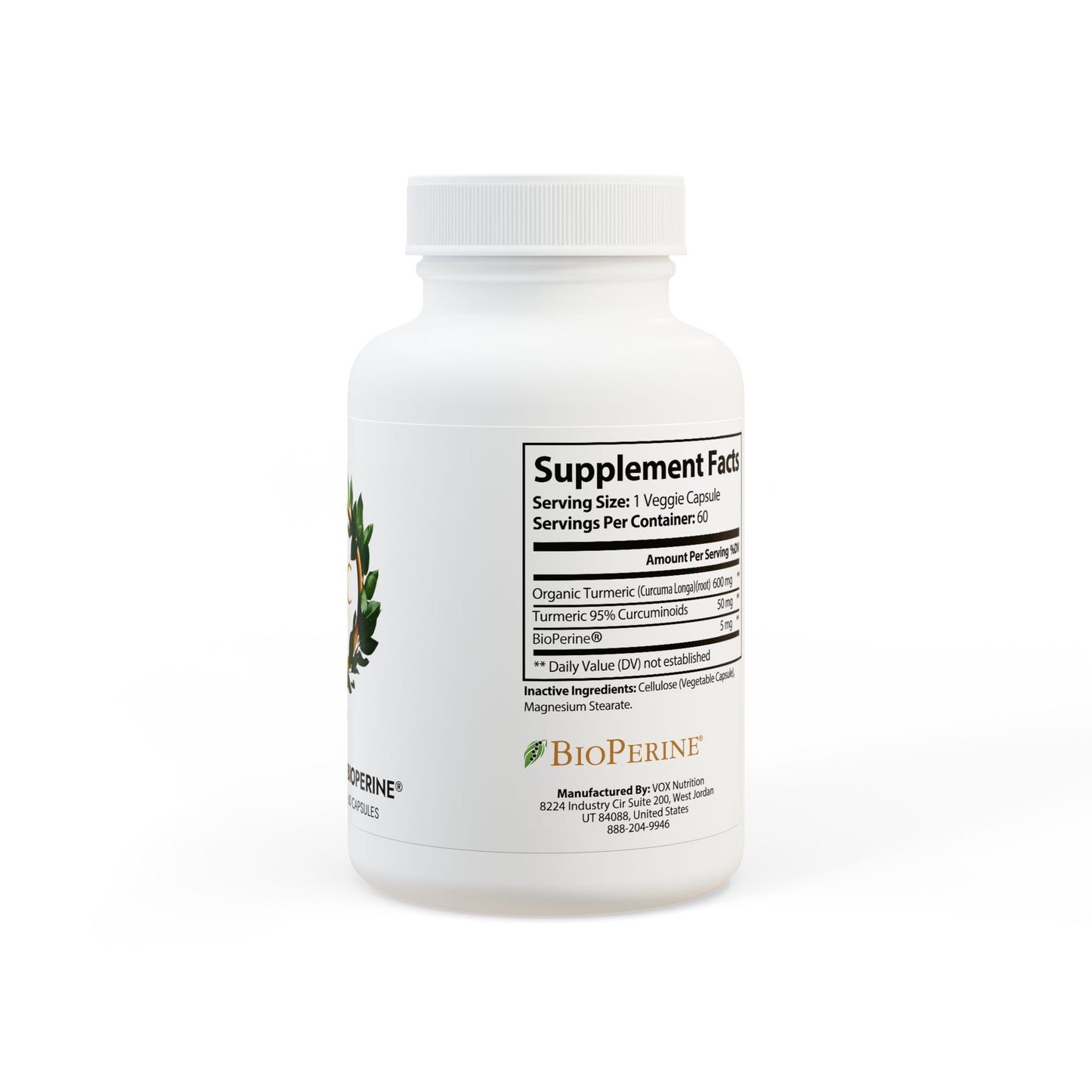 Turmeric with BioPerine® (Black Pepper Fruit Extract) Supplement (60 Capsules)