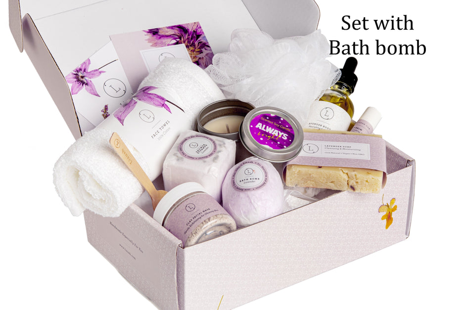 Bath Bomb and Shower Steamer Lizush All Natural Lavender Gift Box with - bath & body products by Lizush
