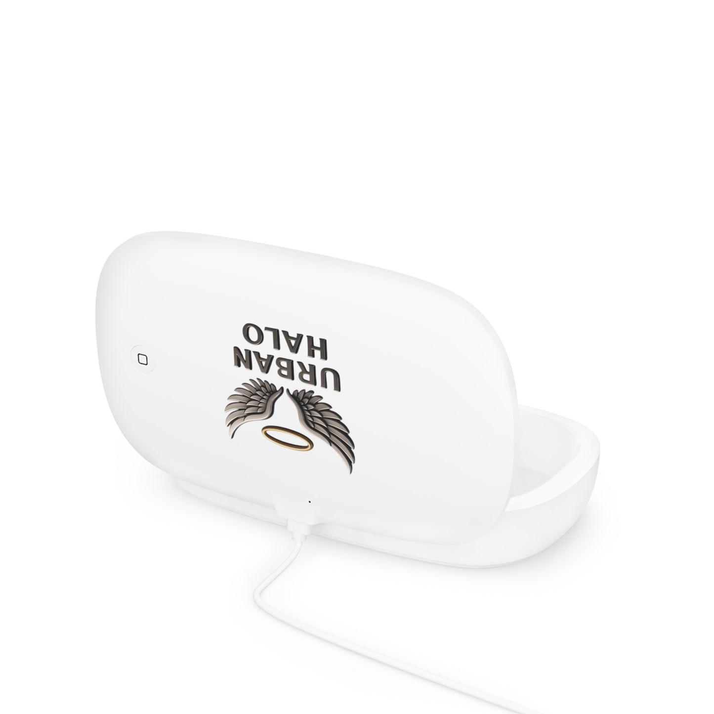 UV Phone Sanitizer and Wireless Charging Pad with Urban Halo Design