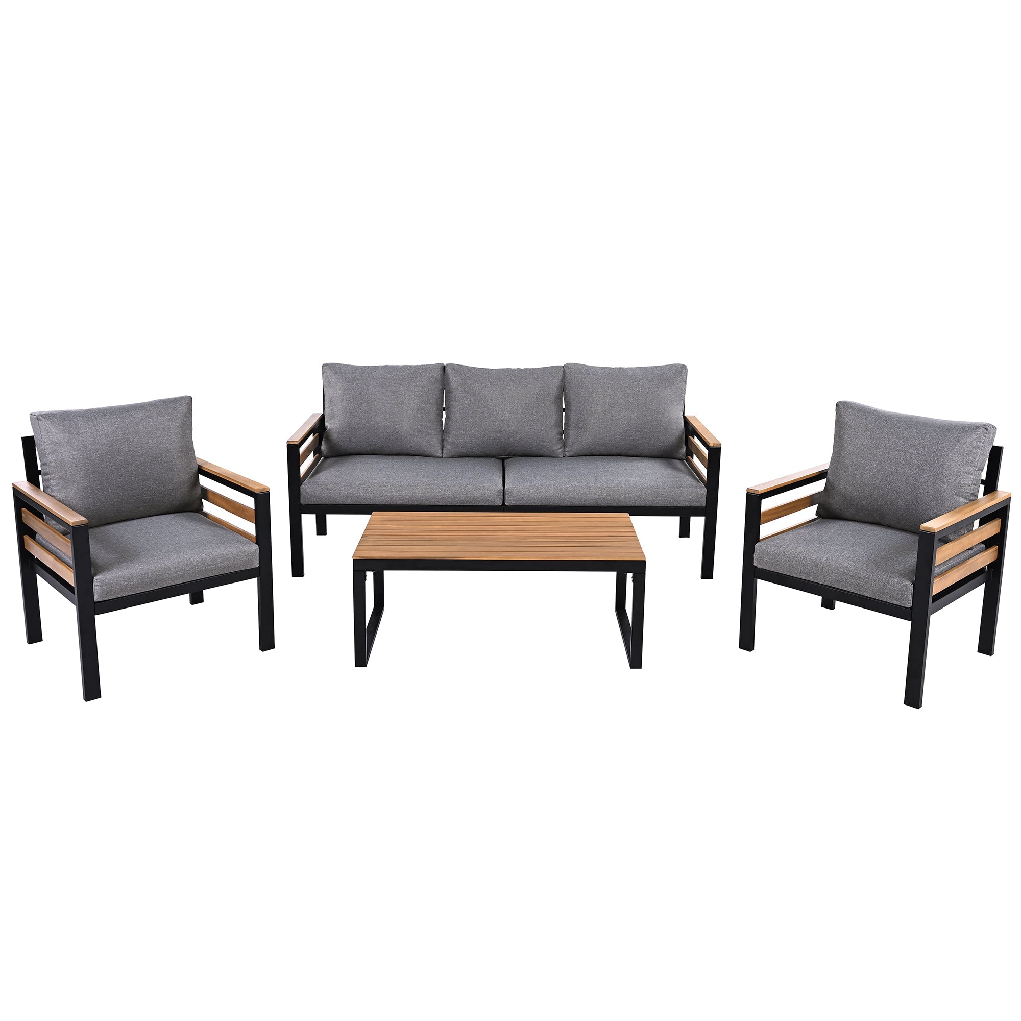 4-Piece Outdoor Furniture Sofa Set for 5 People with  Acacia Wood