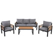 4-Piece Outdoor Furniture Sofa Set for 5 People with  Acacia Wood