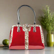 Bravo Handbags BH52-7573R Diana Red With Leopard Print Leather Classic