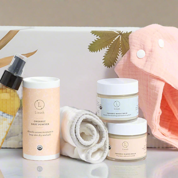 new baby born gift with ORGANIC gift box filled with rich organic products.