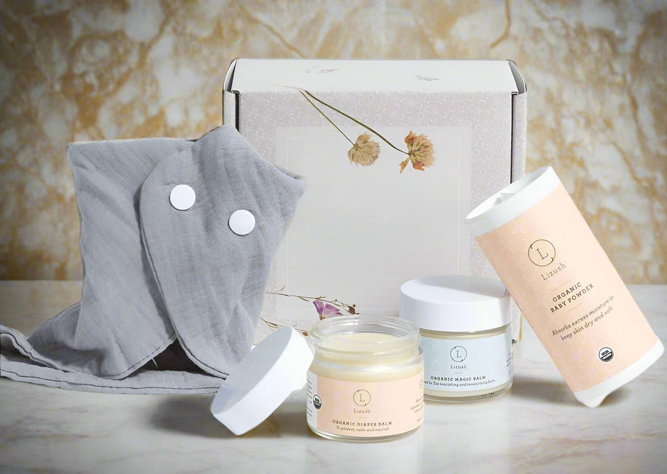 Organic full care new baby gift set - welcome little one! organic diaper balm organic baby powder
