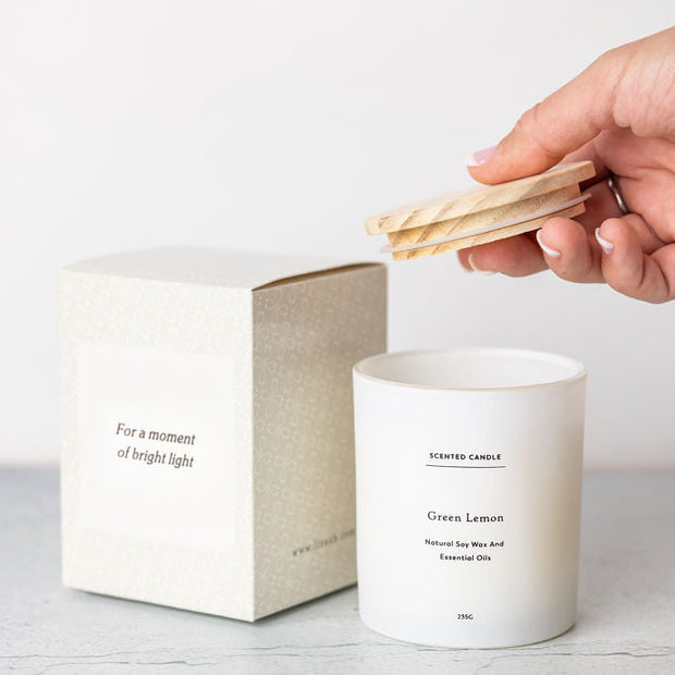 Green Lemon Scented candle - Big Glass Jar by Lizush