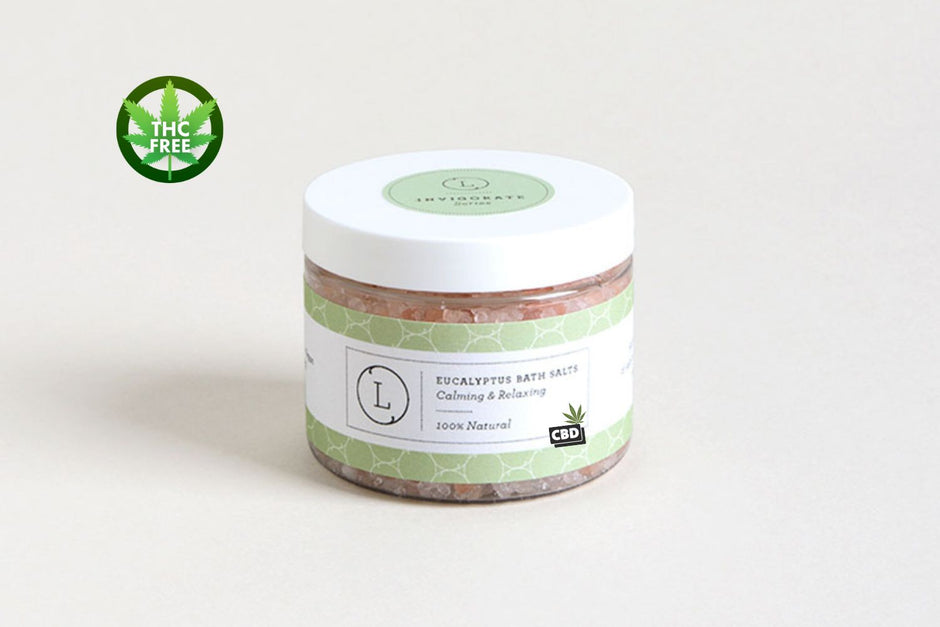 CBD Natural Eucalyptus Bath Salts with CBD, Calming and relaxing (THC free) by Lizush