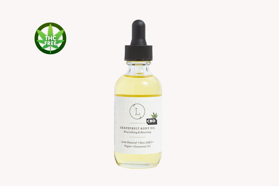CBD Natural Body Oil with CBD, Grapefruit Moisturizing Body Oil (THC free) by Lizush