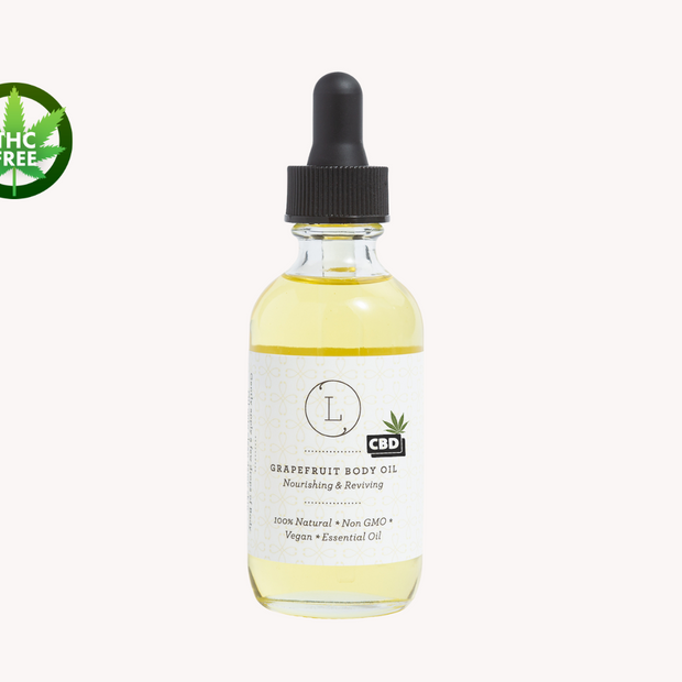 CBD Natural Body Oil with CBD, Grapefruit Moisturizing Body Oil (THC free) by Lizush