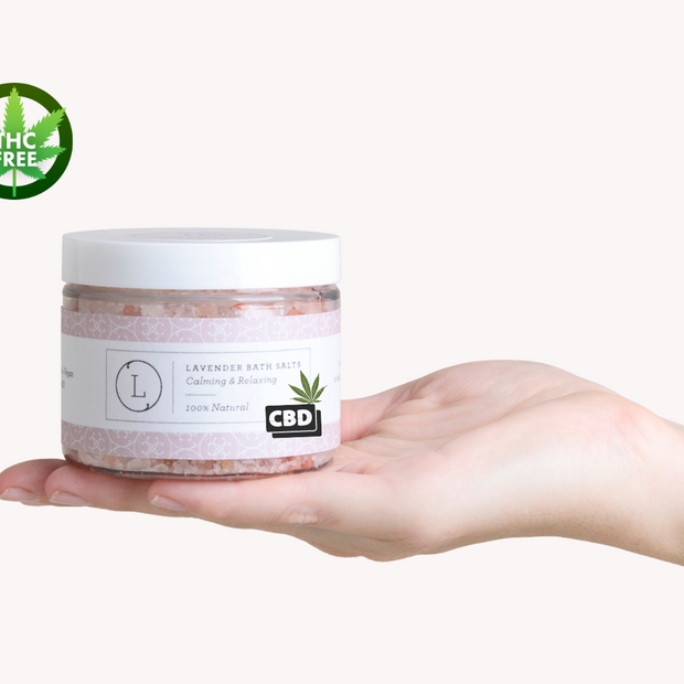 CBD Lavender Natural Bath Salt Soak with CBD. Made with Dead sea, Epsom and Himalayan salts by Lizush