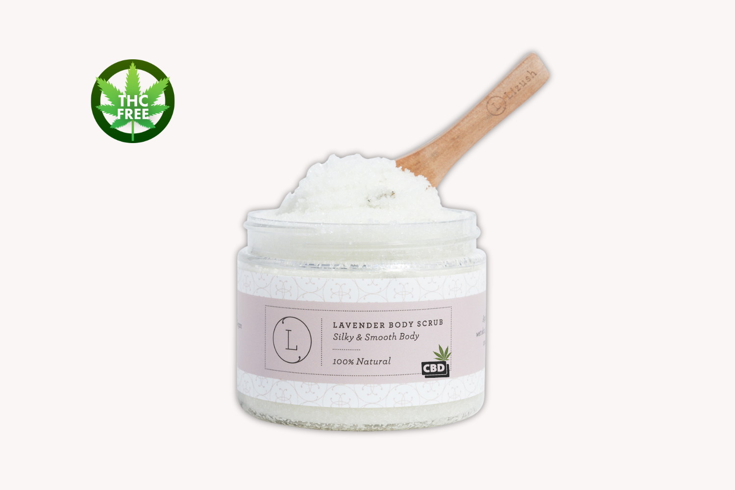 CBD Lavender Body Scrub with CBD, Natural Body Salt Scrub (THC free) by Lizush