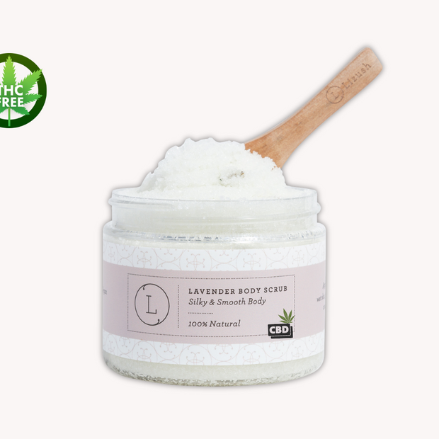 CBD Lavender Body Scrub with CBD, Natural Body Salt Scrub (THC free) by Lizush