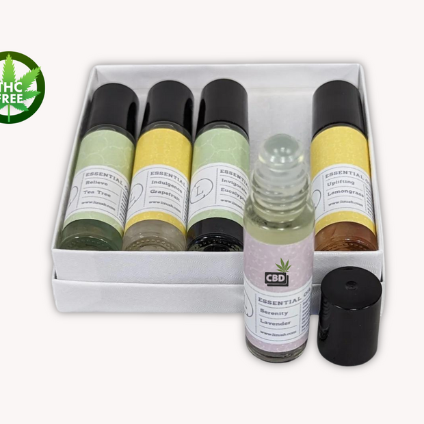 CBD Essential Oils Roll-On set with Crystals and CBD (THC free) by Lizush