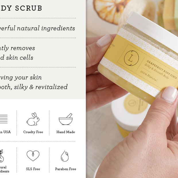 Moisturizing set with Grapefruit body oil and Body scrub by Lizush