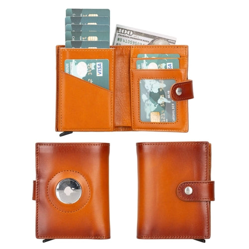 Douglas Genuine Leather Pop-Up Wallet with AirTag Slot - RFID Blocking